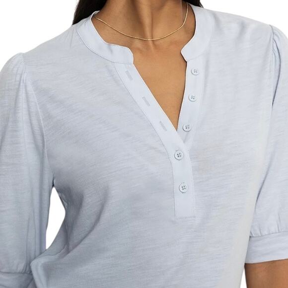 Sanctuary Women’s Mixed Media Button Front Tee Light Blue Size M - Picture 2 of 3